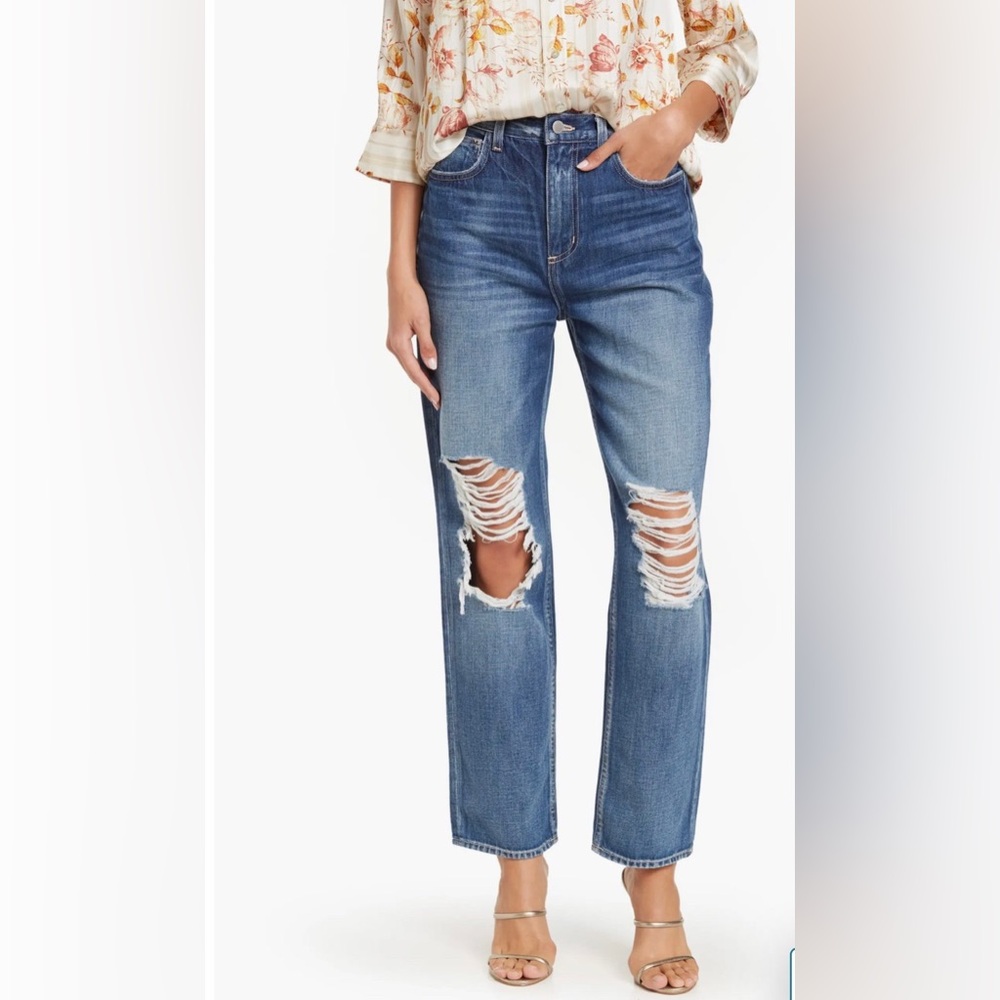 L’AGENCE Distressed Jeans Relaxed Wide Leg High Waist Size 27